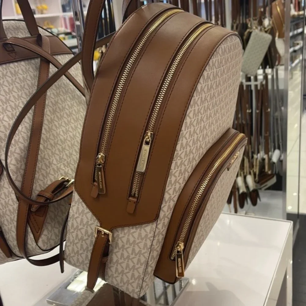 Michael Kors Jaycee Large Zip Pocket Backpack Vanilla